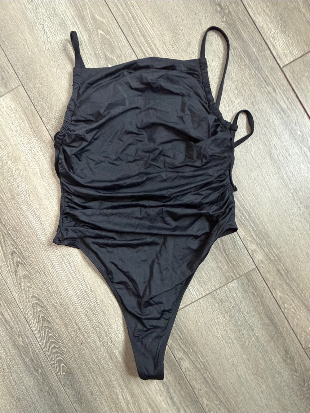 Women's Black One-Piece Swimsuit with Adjustable Straps